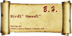 Biró Hannó névjegykártya